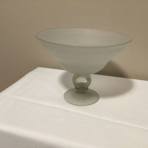 Frosted glass pedestal dish